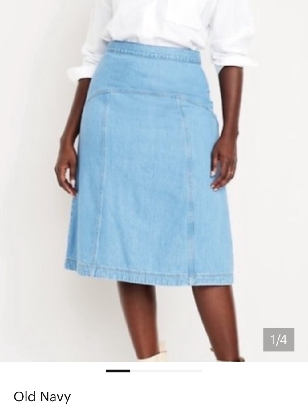 Old Navy Light Blue Denim A-Line Midi Skirt